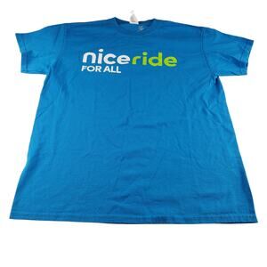 Custom Ink Shirt Mens Medium Nice Ride For All Blue Short Sleeve Crew Neck Top